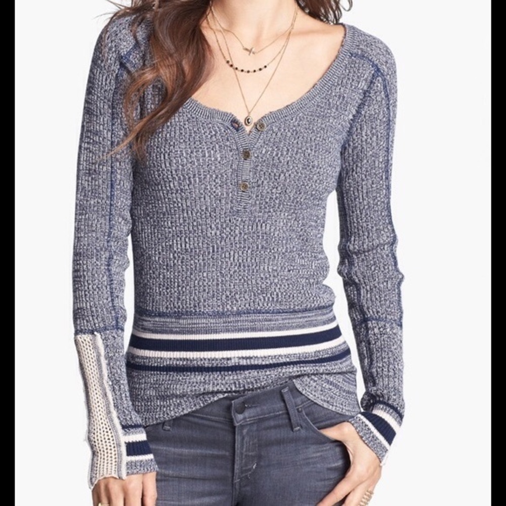 💙Free People💙 Sock Monkey Navy Combo Henley.